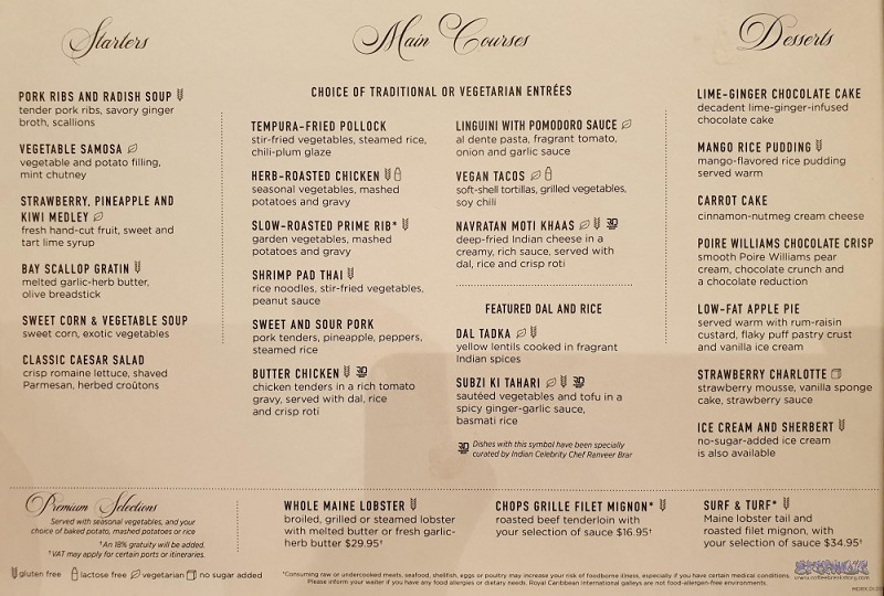 Royal Caribbean Food Menu