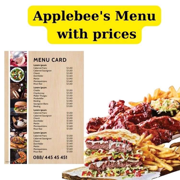 Applebee's Menu with prices